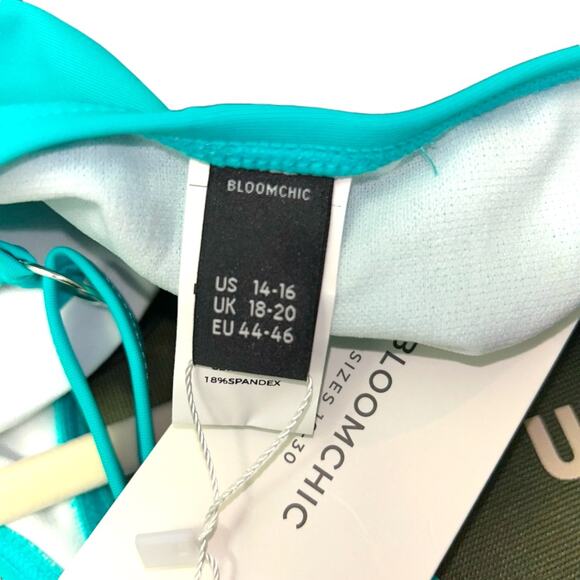 BLOOMCHIC Teal Black Layered Look Flattering Tankini Size 14/16 - Picture 5 of 8